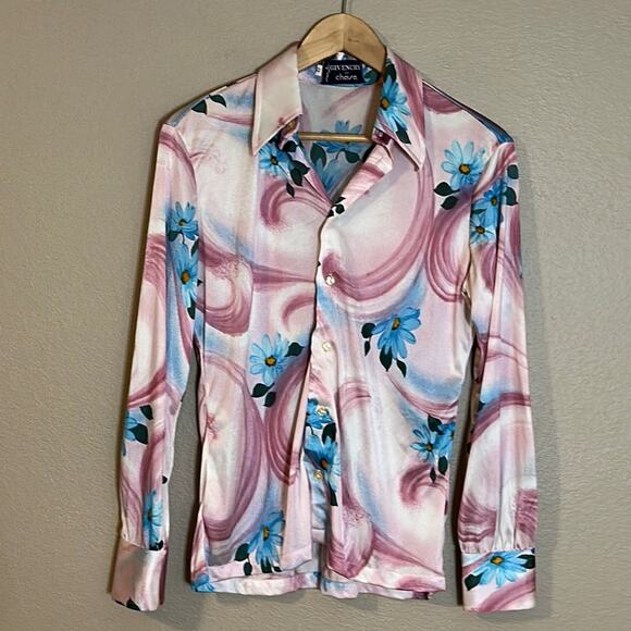 Vintage Disco | Givenchy 70s Button Up M (tag Says 12) - Picture 1 of 4